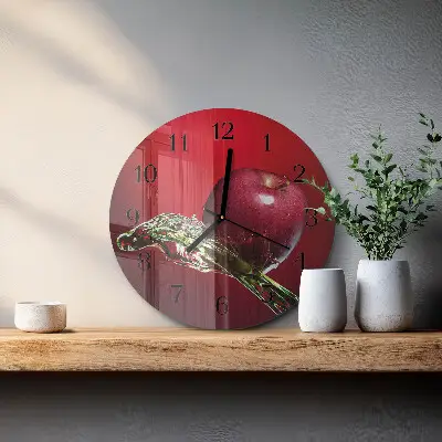 Kulaté skleněné hodiny na stěnu Jablko