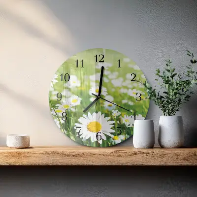 Kulaté skleněné hodiny na zeď Sedmikrásky