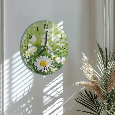 Kulaté skleněné hodiny na zeď Sedmikrásky