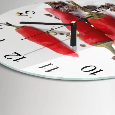 Hodiny s fotkou skleněné kulaté Chilli papričky