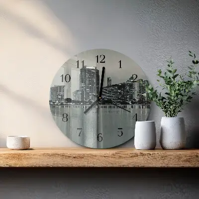 Hodiny s fotkou skleněné kulaté Horizont