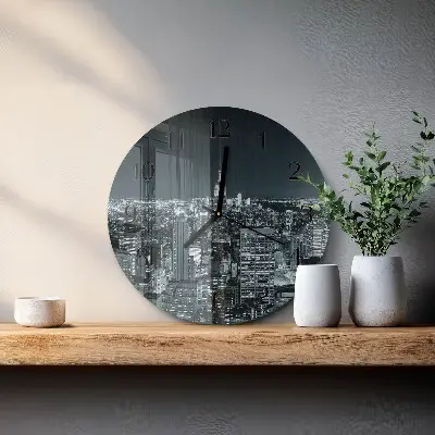 Kulaté skleněné hodiny na zeď Noční horizont