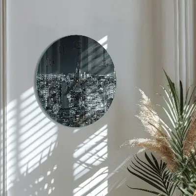Kulaté skleněné hodiny na zeď Noční horizont