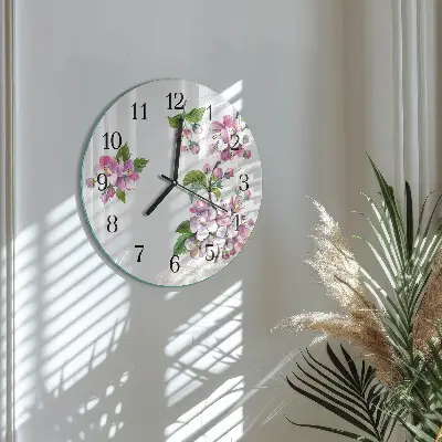 Hodiny s fotkou skleněné kulaté Květiny