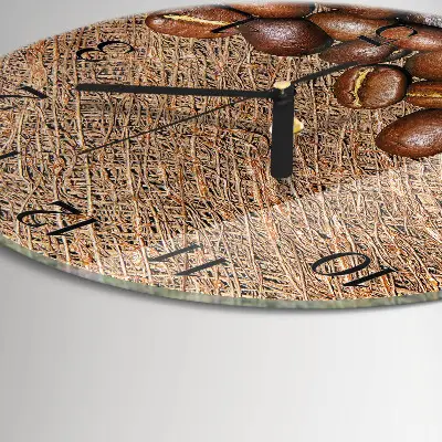 Nástěnné hodiny skleněné kulaté Kávová zrna