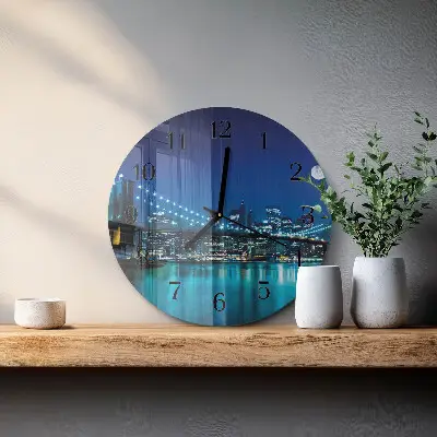 Hodiny s fotkou skleněné kulaté Noční horizont