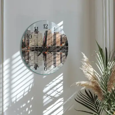 Kulaté skleněné hodiny na zeď Horizont
