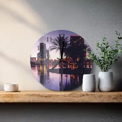 Nástěnné hodiny skleněné kulaté Palmy na Floridě