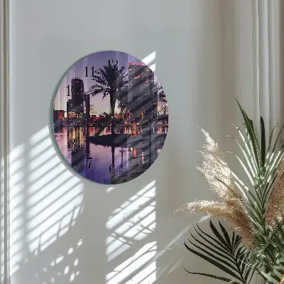 Nástěnné hodiny skleněné kulaté Palmy na Floridě