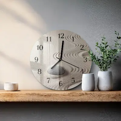 Hodiny s fotkou skleněné kulaté Kamenný písek