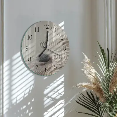 Hodiny s fotkou skleněné kulaté Kamenný písek