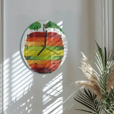 Hodiny na skle kulaté Jablko