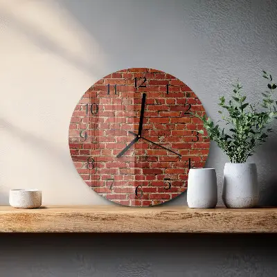 Kulaté skleněné hodiny na stěnu Cihlová zeď
