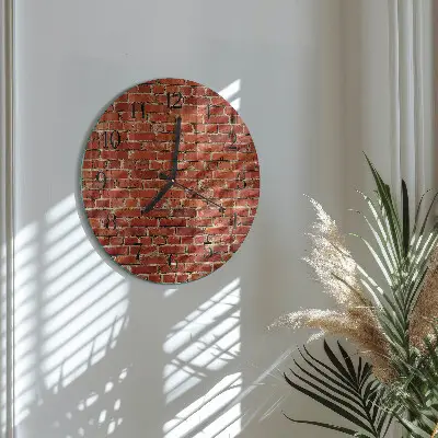 Kulaté skleněné hodiny na stěnu Cihlová zeď