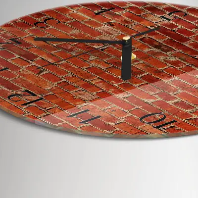 Kulaté skleněné hodiny na stěnu Cihlová zeď