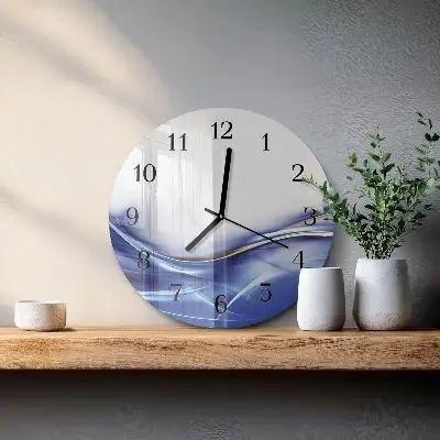 Kulaté skleněné hodiny na zeď Abstraktní linie