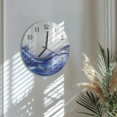 Kulaté skleněné hodiny na zeď Abstraktní linie