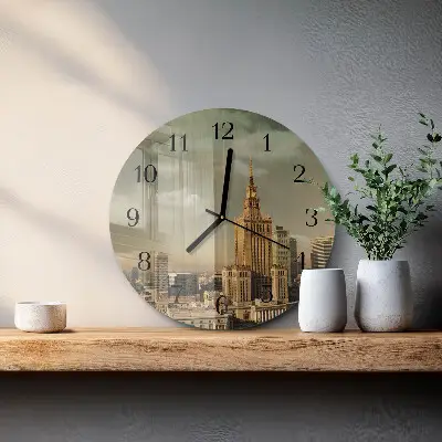 Kulaté skleněné hodiny na stěnu Varšava