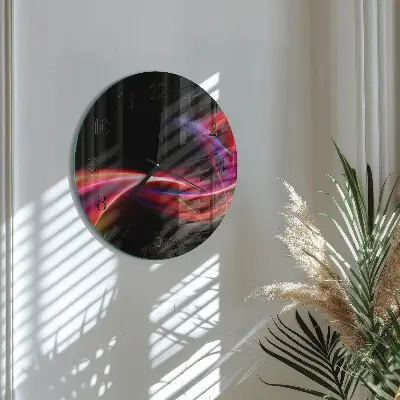 Nástěnné hodiny skleněné kulaté Abstraktní linie