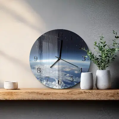 Kulaté skleněné hodiny na stěnu Vesmír Země