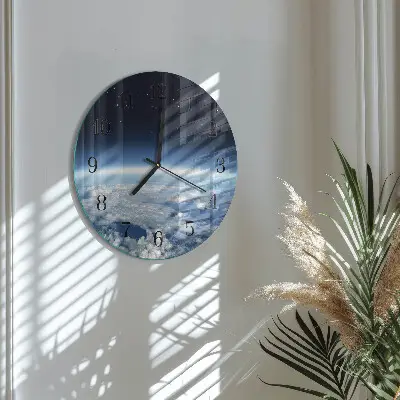 Kulaté skleněné hodiny na stěnu Vesmír Země