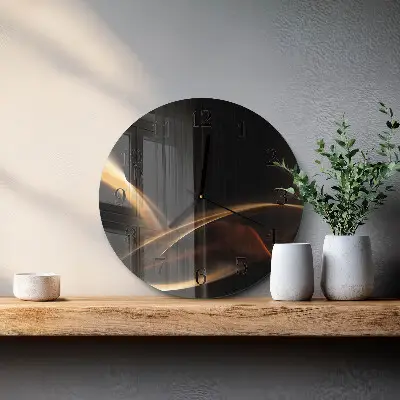 Kulaté skleněné hodiny na zeď Abstraktní linie