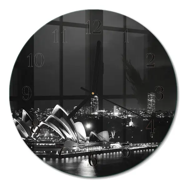 Kulaté skleněné hodiny na zeď Sydney Horizon