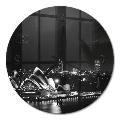 Kulaté skleněné hodiny na zeď Sydney Horizon
