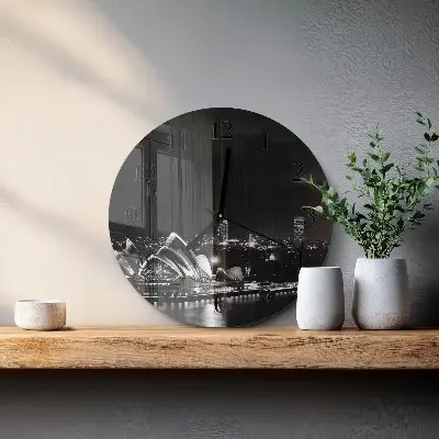 Kulaté skleněné hodiny na zeď Sydney Horizon