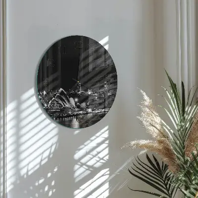 Kulaté skleněné hodiny na zeď Sydney Horizon