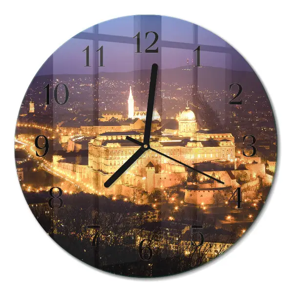 Nástěnné hodiny skleněné kulaté Budapešť