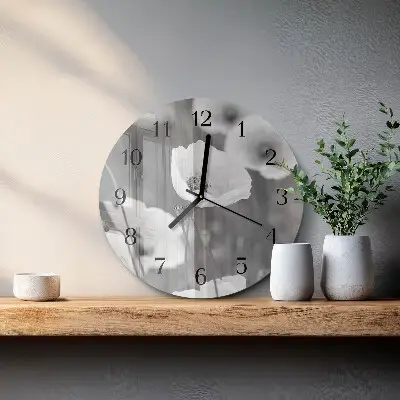 Hodiny na skle kulaté Vlčí máky