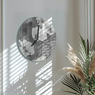 Hodiny na skle kulaté Vlčí máky