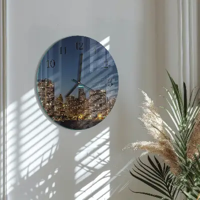 Kulaté skleněné hodiny na zeď Horizont