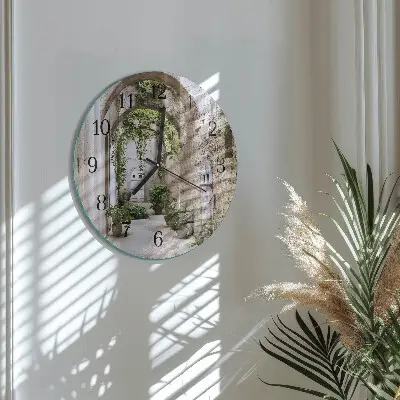 Kulaté skleněné hodiny na zeď Rostlinná alej