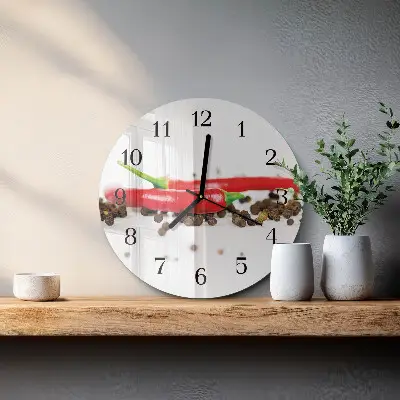 Kulaté skleněné hodiny na zeď Pepř