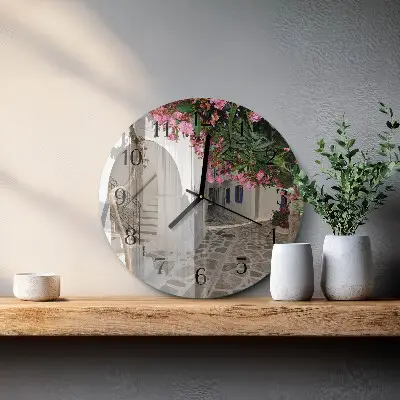 Hodiny s fotkou skleněné kulaté Květinová alej