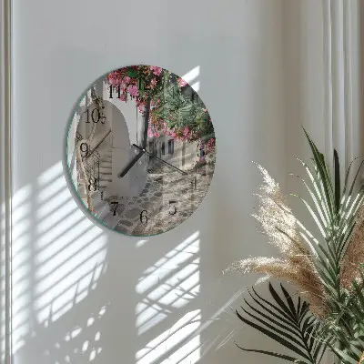 Hodiny s fotkou skleněné kulaté Květinová alej