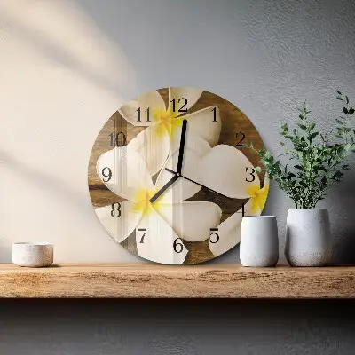 Kulaté skleněné hodiny na zeď Květiny
