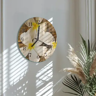 Kulaté skleněné hodiny na zeď Květiny