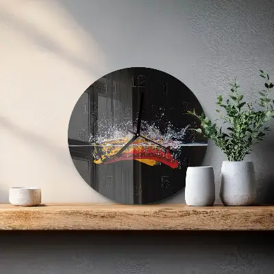 Nástěnné hodiny skleněné kulaté Chilli papričky