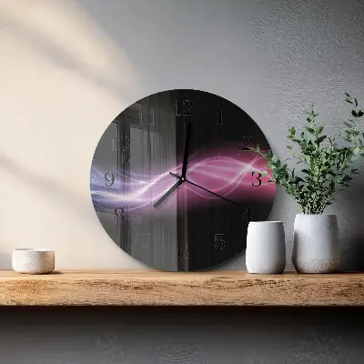 Kulaté skleněné hodiny na zeď Abstraktní linie