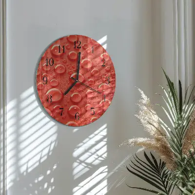 Hodiny s fotkou skleněné kulaté Kapky vody