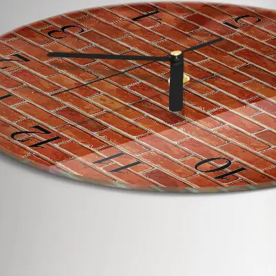 Nástěnné hodiny skleněné kulaté Cihlová zeď