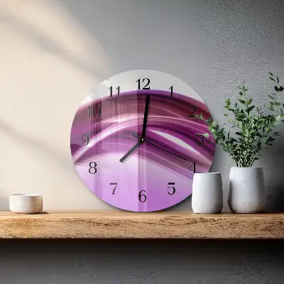 Kulaté skleněné hodiny na zeď Abstraktní linie