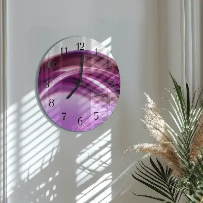 Kulaté skleněné hodiny na zeď Abstraktní linie