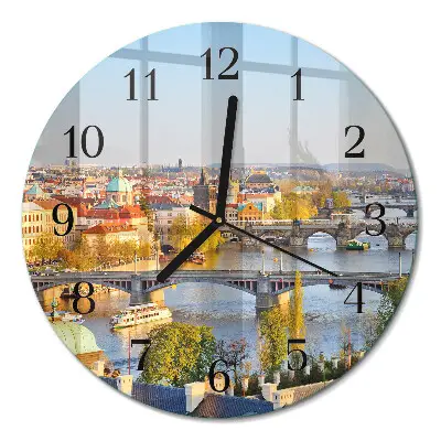 Hodiny na skle kulaté Praha