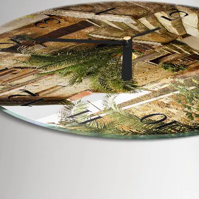Kulaté skleněné hodiny na zeď Palmová třída