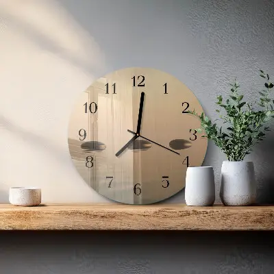 Hodiny na skle kulaté Kameny voda