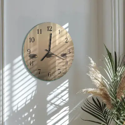 Hodiny na skle kulaté Kameny voda